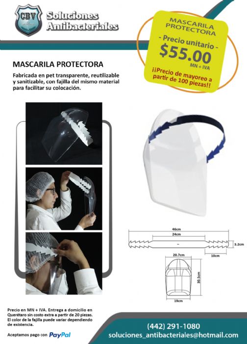 Mascarilla termoformada de pet